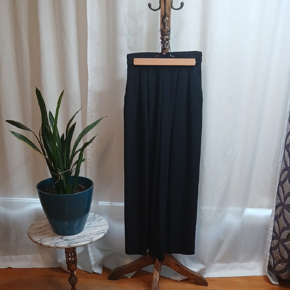 Vintage Elegant Black Maxi Pants